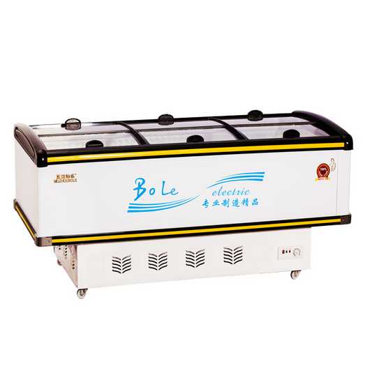 528L Showcase Display Sliding Door Island Freezer for Supermarket