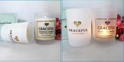 Decorative flameless scented candles in glass jar