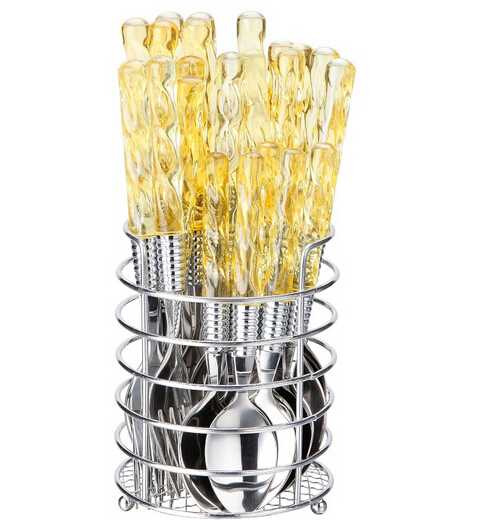 16PCS Transparent Plastic Handle Cutlery Set