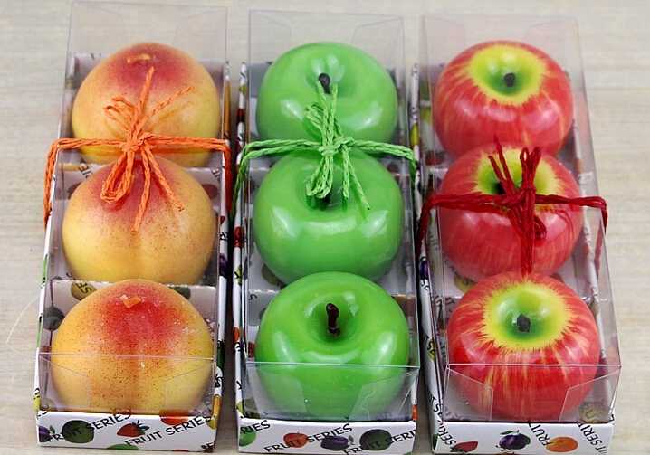 Fruit shape multi-colored scented art candle