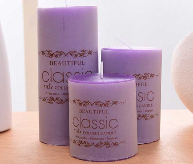 Hot sale multi-colored rose scented pillar candle