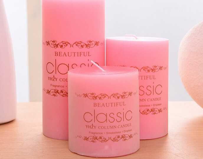 Hot sale multi-colored rose scented pillar candle