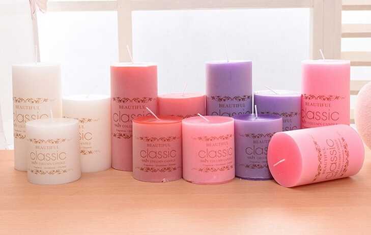 Hot sale multi-colored rose scented pillar candle