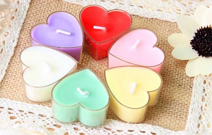 Heart shape small clear tealight candle wholesale