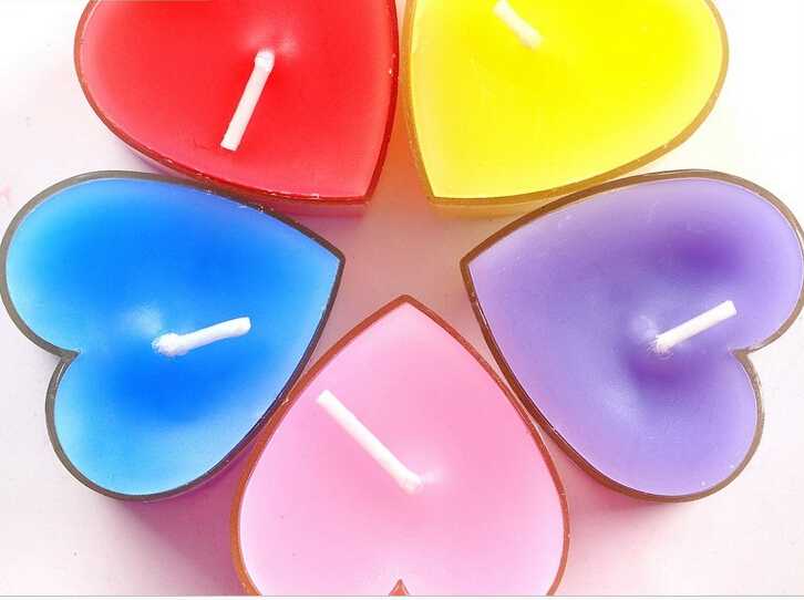 Heart shape small clear tealight candle wholesale