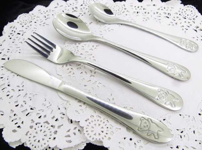 Kid Stainless Steel Cutlery With Bear Design Handle
