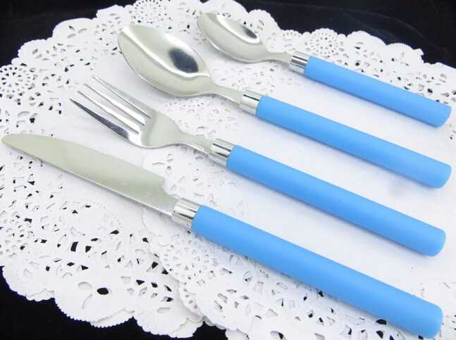 Cylindrical Customized Color Plastic Handle Cutlery Set
