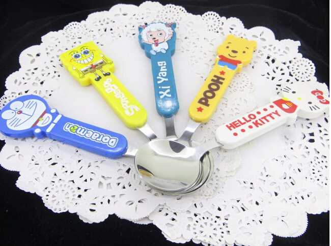 Cartoon Plastic Handle Stainless Steel Children Flatware 