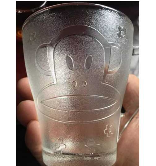 Frosted Glass With Big Mouth Monkey Pattern