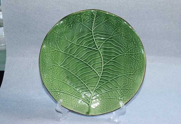 Green Leaf Design Top-Grade Ceramic Dinner Plate