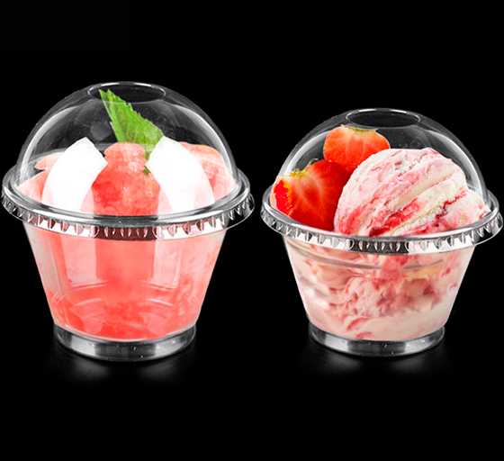 Custom Printed Clear Disposable Plastic Ice Cream / Yogurt Cup