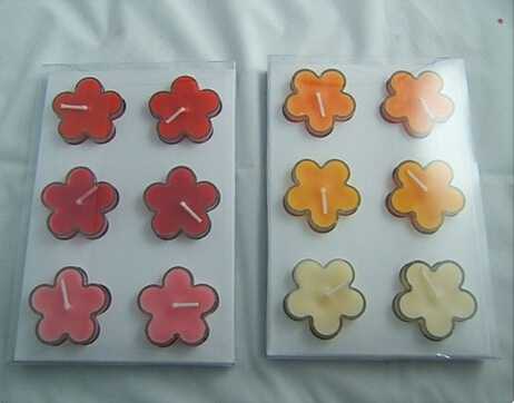 Flower shaped multi-colored scented tealight candle