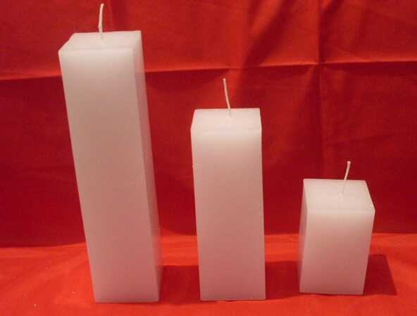 New style difference size white square pillar votive candle