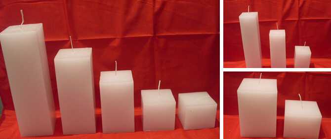 New style difference size white square pillar votive candle