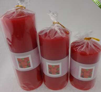 Multi-colored pillar scented soy wax candle