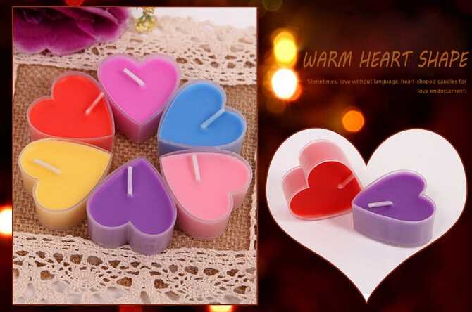 Heart Shape Multi-Colored Tealight Candles In Bulk