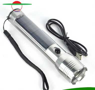 Solar Powered Flashlight USB Charging Solar Torch Portable Lamp for Camping Hiking