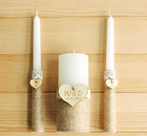 Hand Painting Wedding Pillar Candles Set