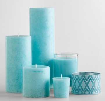 Classic Sky-Blue Pillar Votive Candles