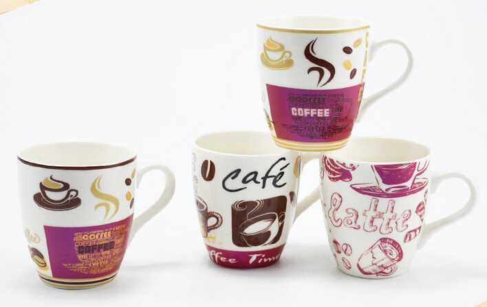 9 Oz Multicolor Gold Decal Ceramic Coffee Cup
