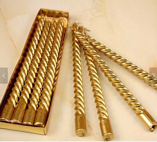 High quality gold cheap taper candle