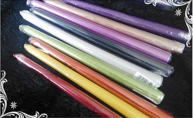 Smokeless and dripless multi-color taper candle