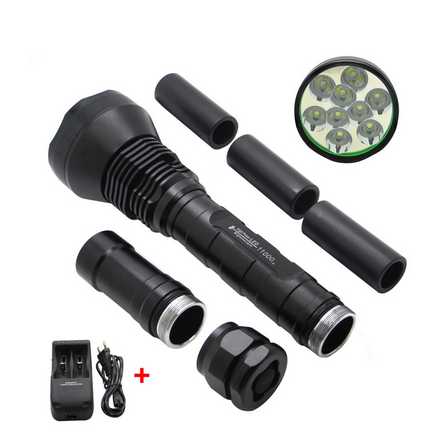 9 LED T6 11000lm 18650 Rechargeable Aluminum High Power Flashlight