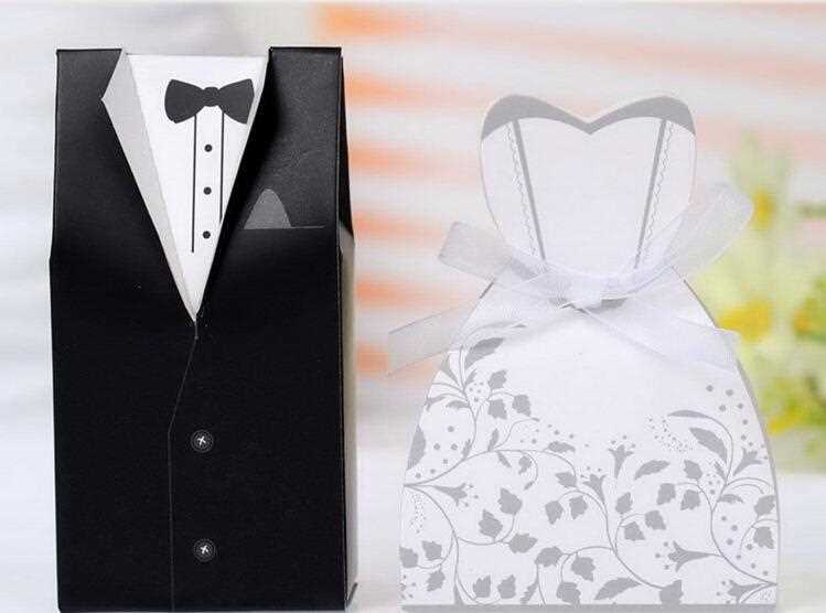 Bride and Groom Ribbon Wedding gift paper box