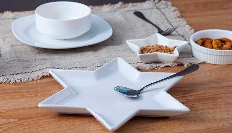 11 inch star-shaped white ceramic plate
