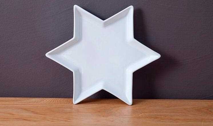 11 inch star-shaped white ceramic plate