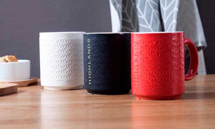 14oz embossed custom bulk ceramic coffee mug