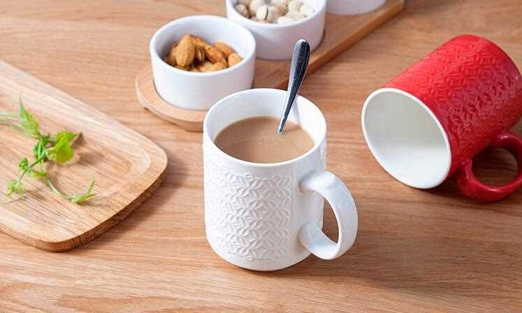 14oz embossed custom bulk ceramic coffee mug