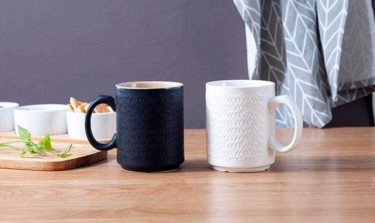 14oz embossed custom bulk ceramic coffee mug