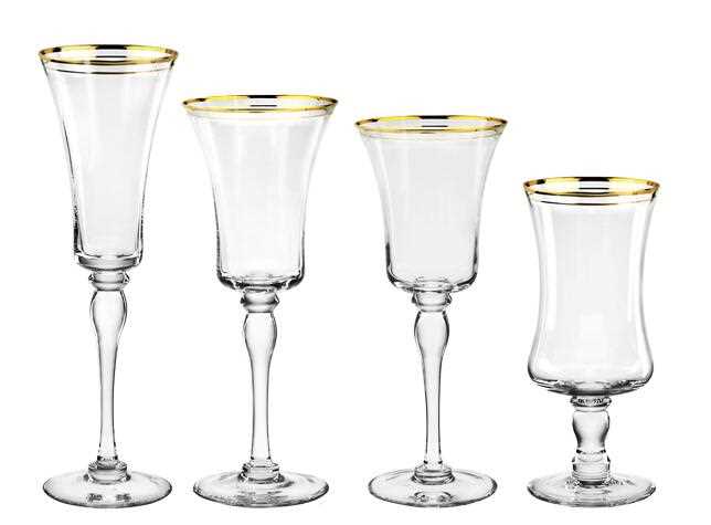 All size gold rimmed bulk crystal wine glass