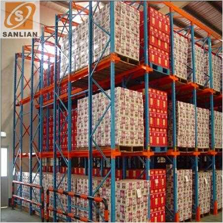Through shelf adopt tray access mode, suitable for few varieties and great quantity goods storaging. Through shelf except the position near the channel, because the forklift need to enter the internal to access goods shelves, usually single pickup don't deep than seven pallet. To improve the forklift running speed, according to the actual need to select configuration guide track, compared with the pallet shelf, through shelf space utilization can increase more than 30%, through shelf is widely used in cold storage warehouses, food and tobacco indust    Drive-in rack features: 1. On the support guide rail, the tray storage according to the depth direction, one by one, make high density storage possible. 2. Access to the goods from the same side of the shelf, goods saved first  take after the goods saved later, forklift can easily into the shelf to access the goods, don't need to take up multiple channels. 3. This shelf is suitable for the storage of large quantity and few variety through shelf. Using integral stamping/rolling technology, has good loading capacity, and beautiful shape.  