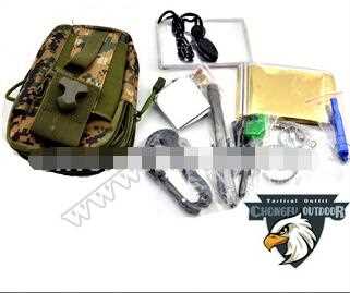 Outdoor Emergency Survival Kit Camo Backpack tactical SOS survival first aid kit outdoor survival equipment wholesale mess kit