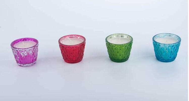 Multi-Colored barrel shape glass oil candle