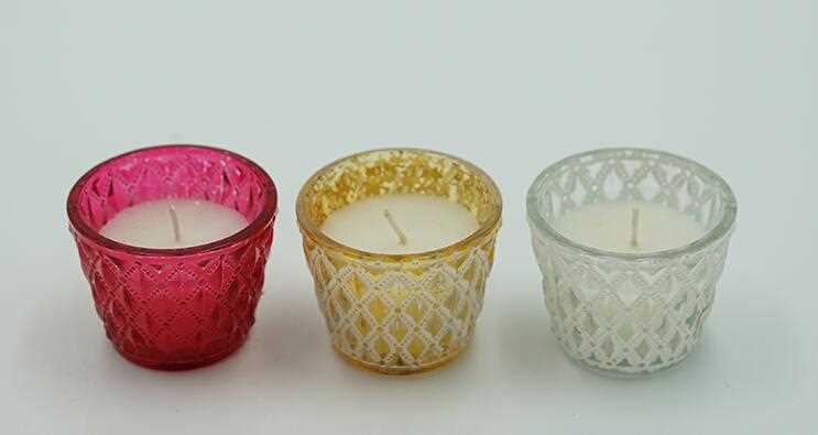 Multi-Colored barrel shape glass oil candle