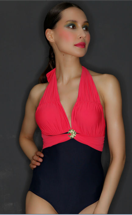 luxury noble temperament one-piece swimsuit red
