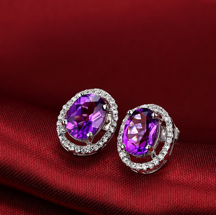 2015 New Wholesale Jewelry Luxury Natural Amethyst Set Made With 925 Sterling Silver
