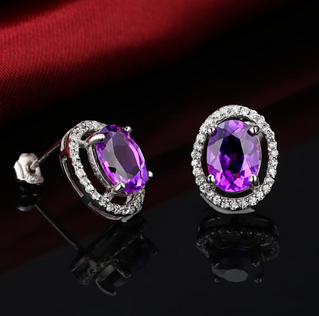 2015 New Wholesale Jewelry Luxury Natural Amethyst Set Made With 925 Sterling Silver