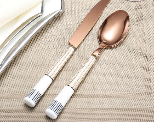 Stainless steel cutlery with ceramic colored handle