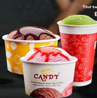 Wholesale Food grade disposable ice cream paper cup with lid