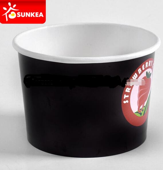 Custom printed disposable 6oz ice cream paper cup black