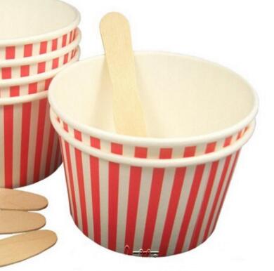 food grade custom logo ice cream paper cup with lid spoon