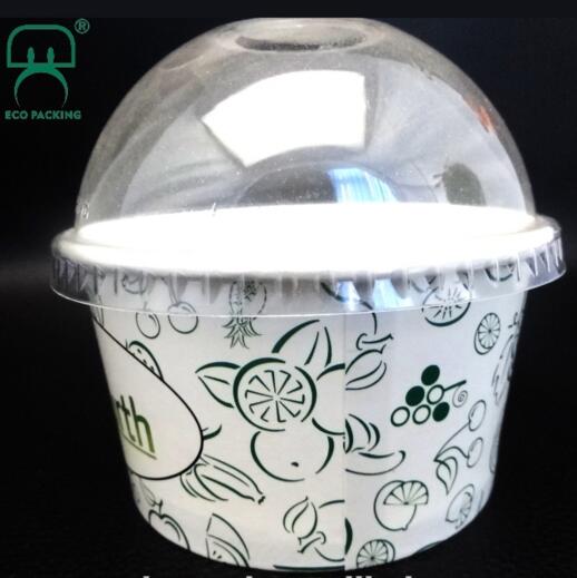 custom logo 6 oz recycled ice cream paper cup with dome lid