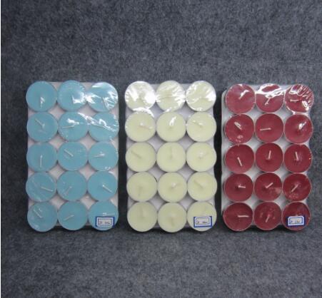 Multi-colored scented tealight candle