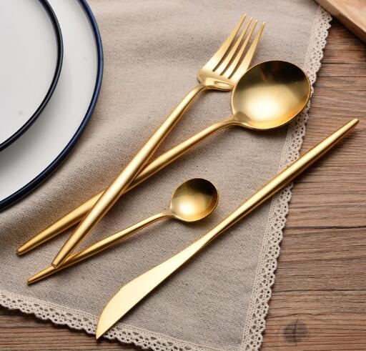 Wedding Party Favor Brushed Gold Cutlery