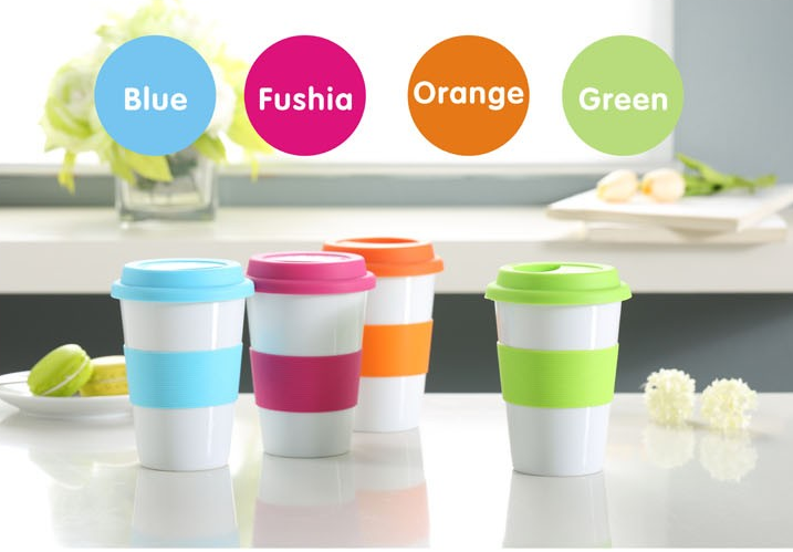 400cc ceramic cup mugs with silicone lid and band