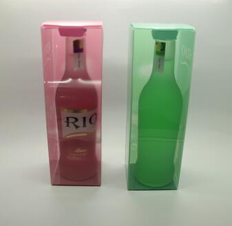 Wholesale see-through custom printed PET plastic beverage packaging box for wine/champagne/vodka